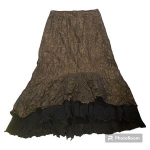 Y2k Rosie’s R L.F. Coll. Dark Brown & Black Crinkly Layered Fairy Skirt, Size 44